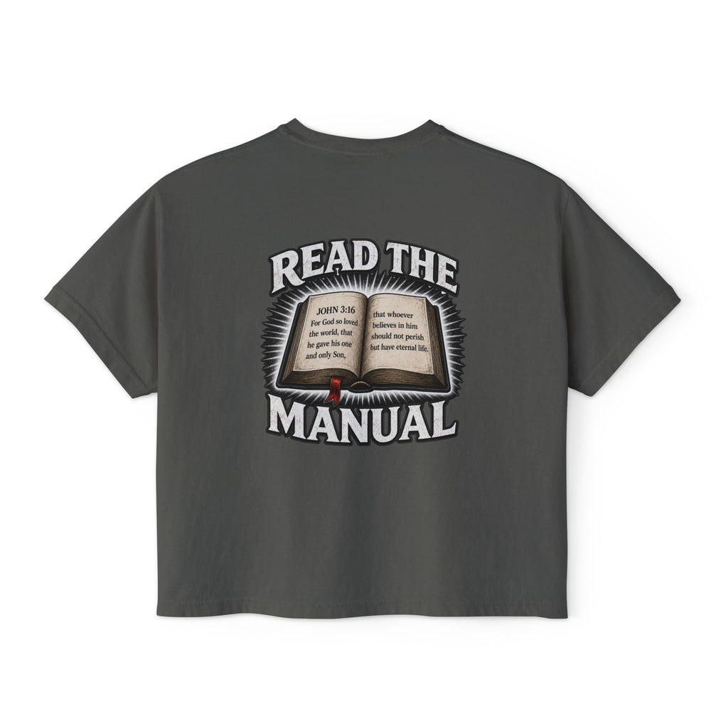 Fuel Your Faith boxy tee | Read the Manual Bible Christian shirt