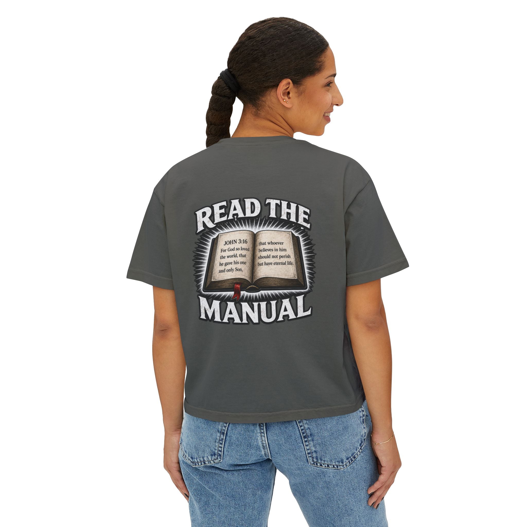 Fuel Your Faith boxy tee | Read the Manual Bible Christian shirt